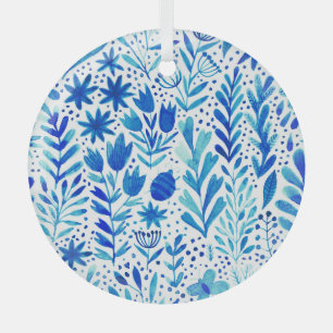 Aquarell-Pflanzen Nahtlose Textur Ornament Aus Glas