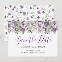 Aquarell-Pflaume und Fliederblüten Save The Date C