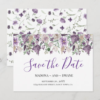 Aquarell-Pflaume und Fliederblüten Save The Date C
