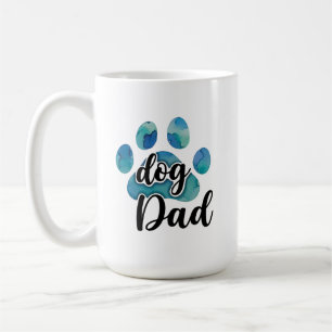 Aquarell-Pfotenabdruck Hund Papa Haustierliebhaber Kaffeetasse