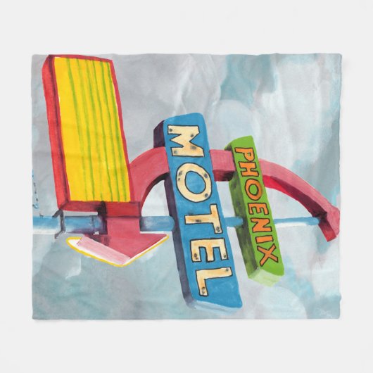 Aquarell-Phoenix-Motel Fleecedecke (Vorderseite (Horizontal))