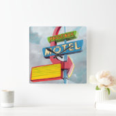 Aquarell-Phoenix-Motel Quadratische Wanduhr (Zuhause)