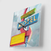 Aquarell-Phoenix-Motel Quadratische Wanduhr (Winkel)