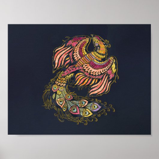 Aquarell Phoenix Poster (Vorne)