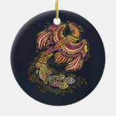 Aquarell-Phoenix-Vogel Keramik Ornament (Hinten)