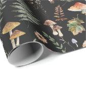 Aquarell-Pilz-Botanik-Pattern-Decoupage Geschenkpapier (Rolleneckpunkt)