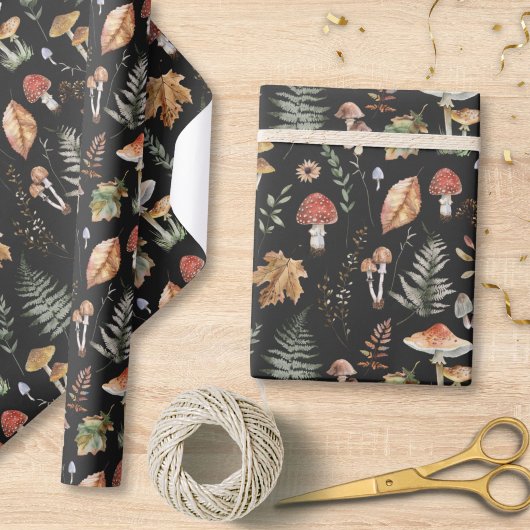 Aquarell-Pilz-Botanik-Pattern-Decoupage Geschenkpapier