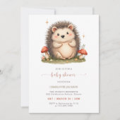 Aquarell Pilze Niedlich Igel Kinderdusche Einladung (Vorderseite)