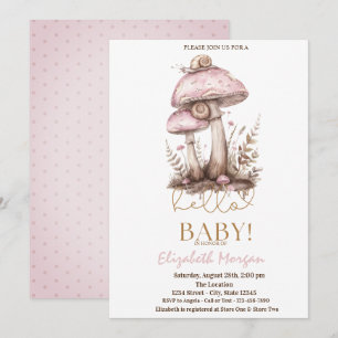 Aquarell-Pilze-Schnecken-Punkte-Baby-Party Einladung