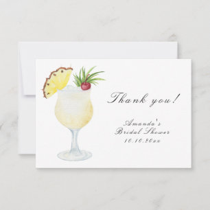 Aquarell-Pina-Colada-Cocktail-Junggesellinnenabsch Dankeskarte