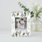 Aquarell Pine Cone Grüne Lucca Foto Postkarte (Stehend Vorderseite)