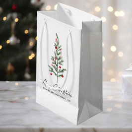 Aquarell Pine Tree Calligrafy Tinte Weihnachten Kleine Geschenktüte