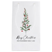 Aquarell Pine Tree Calligrafy Tinte Weihnachten Kleine Geschenktüte (Vorderseite)