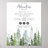 Aquarell Pine Tree Forest Baby Dusche Willkommen Poster (Vorne)