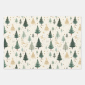 Aquarell Pine Tree Green Gold Weihnachten Geschenkpapier Set (Vorderseite 3)