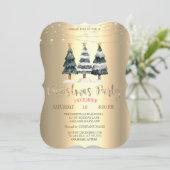 Aquarell Pine Trees Gold Weihnachtsgesellschaft Einladung (Stehend Vorderseite)