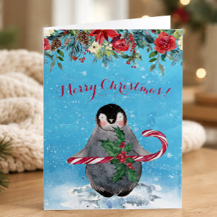 Aquarell Pinguin Frohe Weihnachten