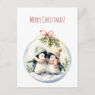 Aquarell-Pinguine an Merry Christmas Feiertagspostkarte