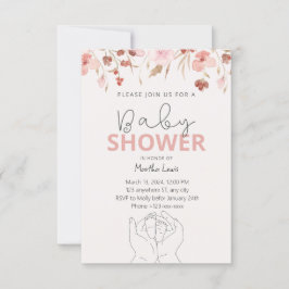 Aquarell Pink Babydusche Einladung