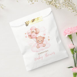 Aquarell Pink Balloons Teddy Bear Baby Dusche Geschenktütchen