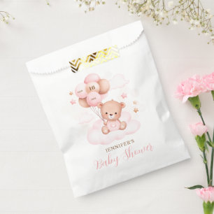 Aquarell Pink Balloons Teddy Bear Baby Dusche Geschenktütchen