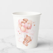 Aquarell Pink Balloons Teddy Bear Baby Dusche Pappbecher (Rückseite)