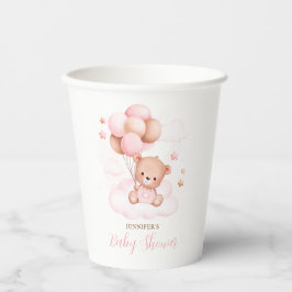 Aquarell Pink Balloons Teddy Bear Baby Dusche Pappbecher