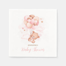 Aquarell Pink Balloons Teddy Bear Baby Dusche Serviette