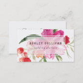 Aquarell Pink Blume Posy Floral Business Card Visitenkarte (Vorne/Hinten)