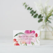 Aquarell Pink Blume Posy Floral Business Card Visitenkarte (Stehend Vorderseite)