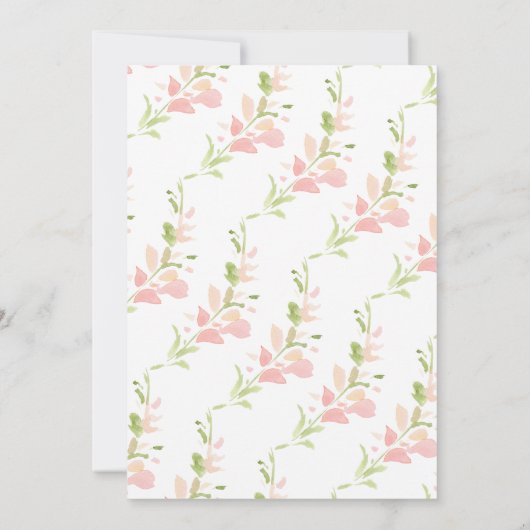 Aquarell Pink Blumenstrauß Babydusche Tee Einladung (Rückseite)