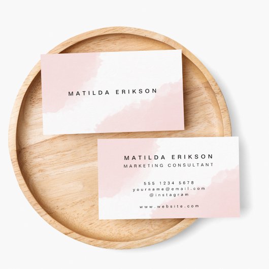 Aquarell | Pink Blush Minimalistisch Modernes Skan Visitenkarte