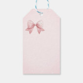 Aquarell Pink Bow Dots Baby Dusche Geschenkanhänger (Rückseite)