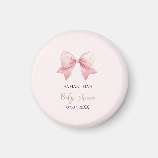 Aquarell Pink Bow Dots Baby Dusche Magnet (Vorne)