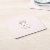 Aquarell Pink Bow Dots Baby Dusche Rechteckiger Pappuntersetzer (angewinkelt)