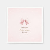 Aquarell Pink Bow Dots Baby Dusche Serviette (Vorderseite)