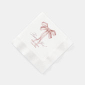 Aquarell Pink Bow Ribbon Girl-Babydusche Serviette (Ecke)