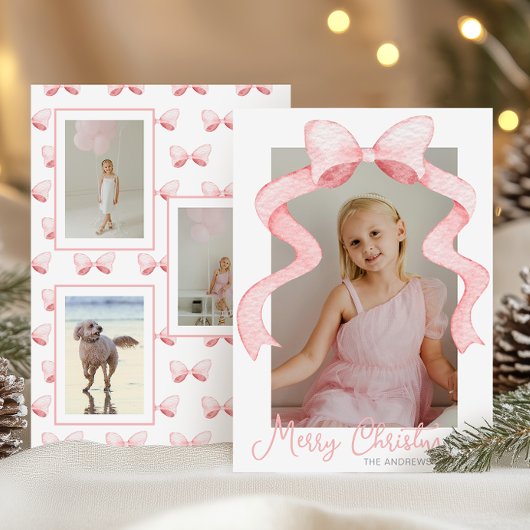 Aquarell Pink Bow Ribbon Sash Weihnachten Foto