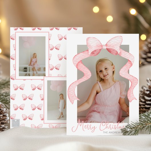 Aquarell Pink Bow Ribbon Sash Weihnachten Foto
