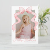 Aquarell Pink Bow Ribbon Sash Weihnachten Foto (Stehend Vorderseite)