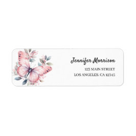 Aquarell Pink Butterfly Babydusche Anschrift