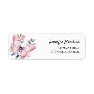 Aquarell Pink Butterfly Babydusche Anschrift