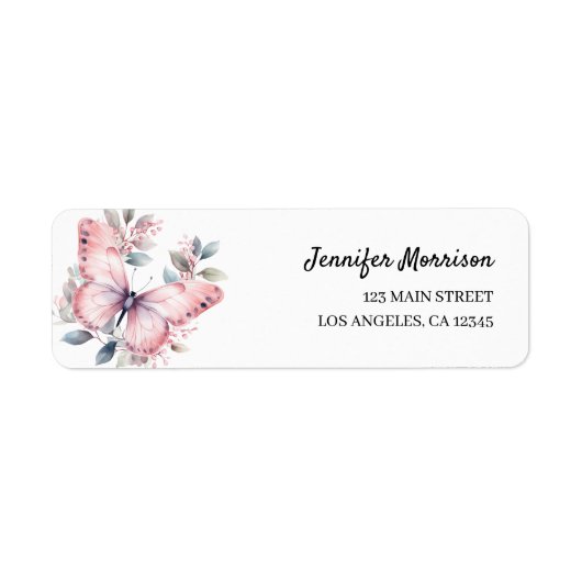 Aquarell Pink Butterfly Babydusche Anschrift (Vorne)