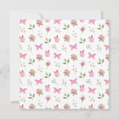 Aquarell Pink Butterfly Floral Baby Dusche Einladung (Rückseite)