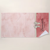 Aquarell Pink + Creme Braun Strandtuch (Vorderseite)