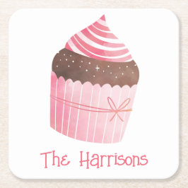 Aquarell Pink Cupcake Weihnachtsbuch Untersetzer