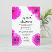 Aquarell Pink Dahlia Daisy Sweet 16 16 Einladung (Stehend Vorderseite)