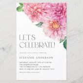 Aquarell Pink Dahlia Sweet 16 Party Einladungen (Vorderseite)
