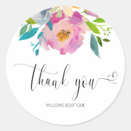 Aquarell Pink Danke Kalligraphie Runder Aufkleber