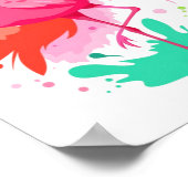 Aquarell Pink Flamingo Malerei Poster (Ecke)